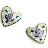 Lavender Tiny Vintage Heart 3/16" Two Buttons, from Susan Clarke Shank Back  #SC-26