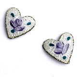 Lavender Tiny Vintage Heart 3/16" Two Buttons, from Susan Clarke Shank Back  #SC-26