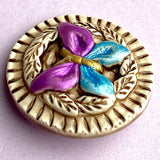 Purple/Blue Butterfly, Art Stone Button, 1" #1051 By Susan Clarke