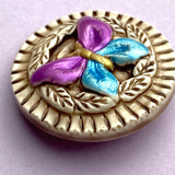 Purple/Blue Butterfly, Art Stone Button, 1" #1051 By Susan Clarke