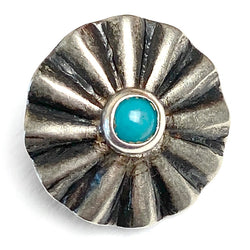 Blue Bead Umbrella Repousse 3/4" w. "Turquoise" Shank Back Button   #SW-71