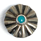 Blue Bead Umbrella Repousse 3/4" w. "Turquoise" Shank Back Button   #SW-71