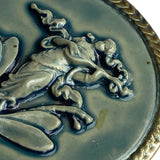 Dragonfly and Maiden Playing Lute Art Stone Button by Susan Clarke 1-15/16" #SC-1998