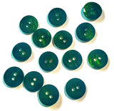 Re-Stocked, 11/16" Dark Emerald Green Pearl MOP Shell 2-hole 18mm Button, Per Button   #975-D