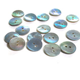 1/2" Light Blue Pearl Shell 2-hole Button, 13mm, Per Button   #241183-D