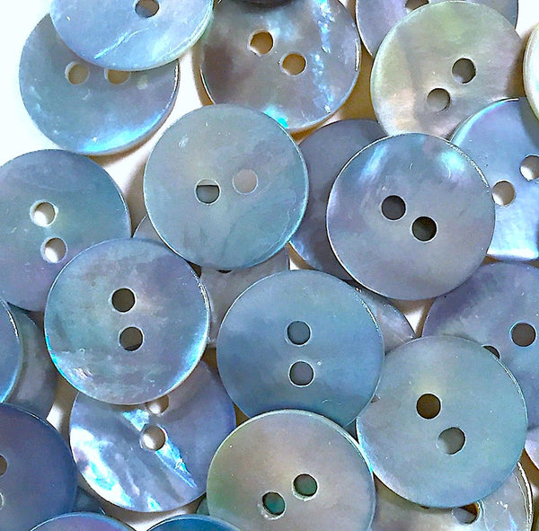 11/16" Light Blue Pearl Shell 2-hole 18mm, Pack of 5,  #962-D
