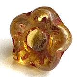 Amber/Golden Brown 1/4" Czech Glass Daisy Buttons, 6mm, Pack of 7 Mini-Buttons, #AB-6803