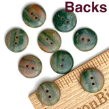 Muddy Lavender + Green Czech Glass Sunray Flower, 2 hole button 14mm/ 9/16"  #AB-7803