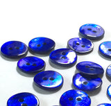 Shiny Dark Cobalt Blue 11/16" Pearl Shell 18mm 2-hole Button, Per Button #902-D
