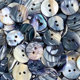 SALE - NINE Indigo/Cream 5/8" Natural Blue Mussel Shell Buttons, Pack of NINE Mermaid's Indigo  #23-92