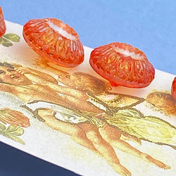 Orange Crystal Vintage European Glass Buttons 3/4"  Card of 4 #BK049