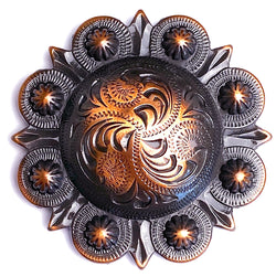 Copper/Black Copper Canyon Engraved Concho 2-3/8" Screwback  #CC-124