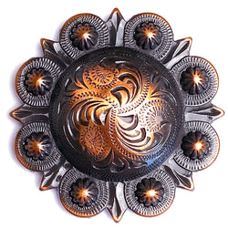 Copper/Black Copper Canyon Engraved Concho 2" Screwback  #SWM-10