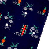 Remnant, Navy Indigo Ikat WOOL, Ribbon Flower Kimono Fabric from Japan, 1-1/4 Yard Piece#246