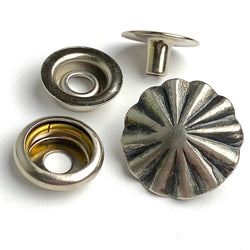 SNAP BACK Southwest Repousse 3/4" Nickel Silver Concho SNAPS (4 pieces total). #SW-220