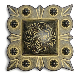 Old Gold 2" Square Engraved Pillow Concho Screwback  #SWM-12