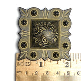 Old Gold 2" Square Engraved Pillow Concho Screwback  #SWM-12