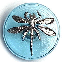 Clear Sky Blue / Silver Dragonfly Czech Glass 18mm / 3/4"  # CZ 003