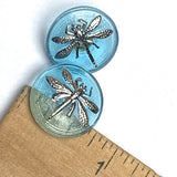 Clear Sky Blue / Silver Dragonfly Czech Glass 18mm / 3/4"  # CZ 003