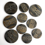 Tribal Grains, Hand Carved Horn Button 1-1/8" or 1-9/16"