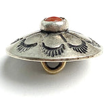 Desert Primrose 3/4" Concho Style Button, with "Coral" Stone, Shank Back USA-Made  #SW-222