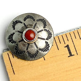 Desert Primrose 3/4" Concho Style Button, with "Coral" Stone, Shank Back USA-Made  #SW-222