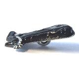 Black Boot Shiny Metal Button, Hand Painted, Shank Back, USA, 3/4"