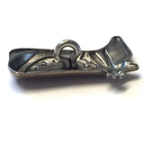 Black Boot Shiny Metal Button, Hand Painted, Shank Back, USA, 3/4"