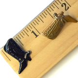 Black Boot Shiny Metal Button, Hand Painted, Shank Back, USA, 3/4"