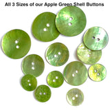 Re-Stocked, 7/8" Apple Green Pearl Shell 2-hole 23mm Button, Per Button # 479-D