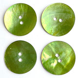 Re-Stocked, 7/8" Apple Green Pearl Shell 2-hole 23mm Button, Per Button # 479-D