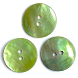 Re-Stocked, 7/8" Apple Green Pearl Shell 2-hole 23mm Button, Per Button # 479-D