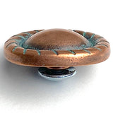 Copper/Green Patina Round Rope-Edge Concho 1" Screwback  #SWM-19 Darker Color
