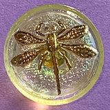 Iridescent Honeydew Dragonfly Czech Glass Button, 18mm  Almost 3/4" #CZ 018