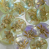 Iridescent Honeydew Dragonfly Czech Glass Button, 18mm  Almost 3/4" #CZ 018