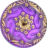 Bright Purple Czech Glass Button, 1-1/16", Handpainted by Susan Clarke #SC1519H