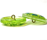 Re-Stocked, Large Lime Deco Flower Czech Glass 27mm Button 1-1/16"  #CZ-264