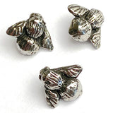 Bee Button, 1/2" Pewter, 12mm, from Green Girl Studios #G338