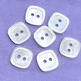 Almost 3/8" White Pearl Shell Square Button. Pack of 4 buttons.  #SK-690