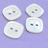 Almost 3/8" White Pearl Shell Square Button. Pack of 4 buttons.  #SK-690