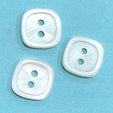 Almost 3/8" White Pearl Shell Square Button. Pack of 4 buttons.  #SK-690