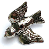 Flying Bird BEAD Not Button, 7/8" Pewter from Green Girl Studios #142