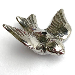 Flying Bird BEAD Not Button, 7/8" Pewter from Green Girl Studios #142
