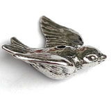 Flying Bird BEAD Not Button, 7/8" Pewter from Green Girl Studios #142
