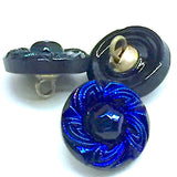 LAST ONE, Black, Purple, Metallic Sapphire Czech Swirl-Flower 1/2" 13mm  #CZ 188