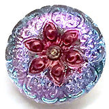 Magenta + Pink Arabian Star Glass Button 3/4" #CZ 185