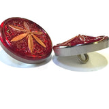 Red Ruby + Copper Star Flower Button, 11/16"  #CZ 010