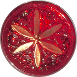 Red Ruby + Copper Star Flower Button, 11/16"  #CZ 010