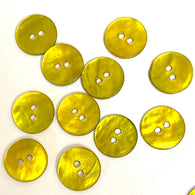 SALE, Vibrant Yellow-Green 11/16" Pearl Shell 2-hole Button, Pack of 4   #D-903