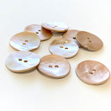 Re-Stocked, 7/8" Pale Pink Pearl Shell 2-hole Button 23mm, Per Button,  #484-D